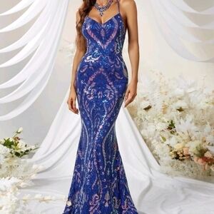 Royal Blue Contrast Sequin, cami, backless,  premium Brand And Quality, …